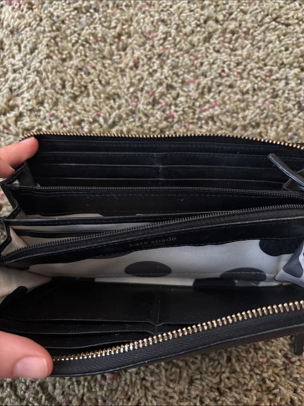 Kate Spade Black Pebbled Leather Zip Around Continental Wallet